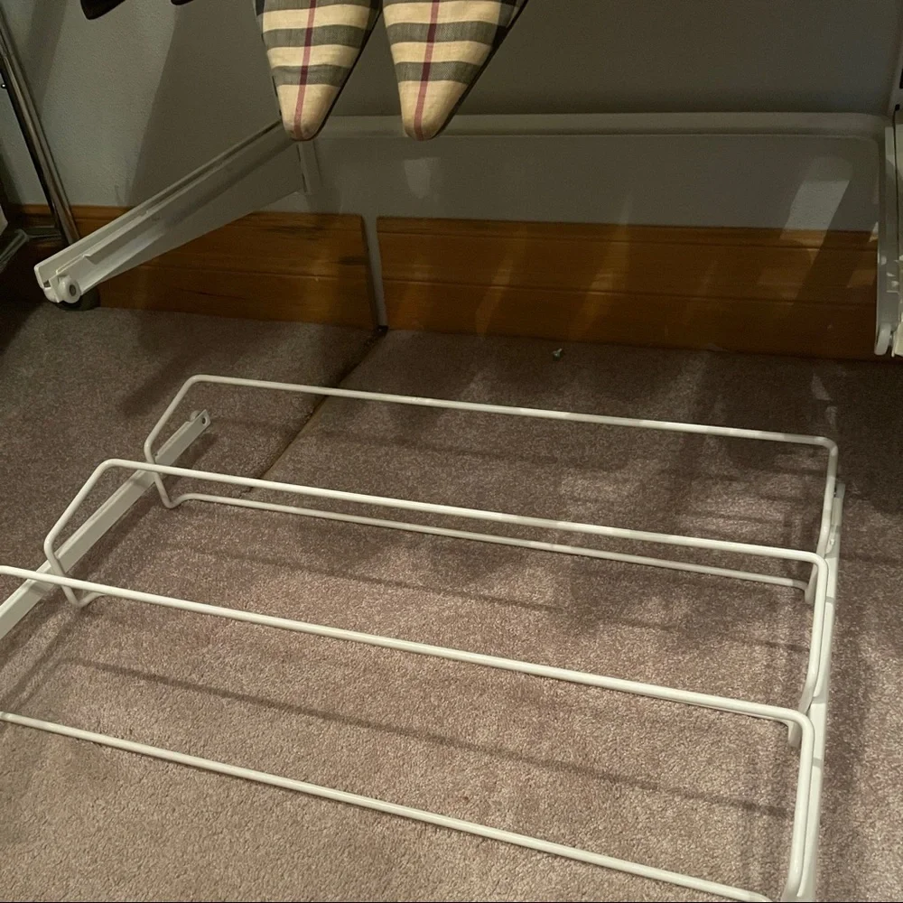 Container Store 2’ ELFA Gliding Shoe Rack White for Heels